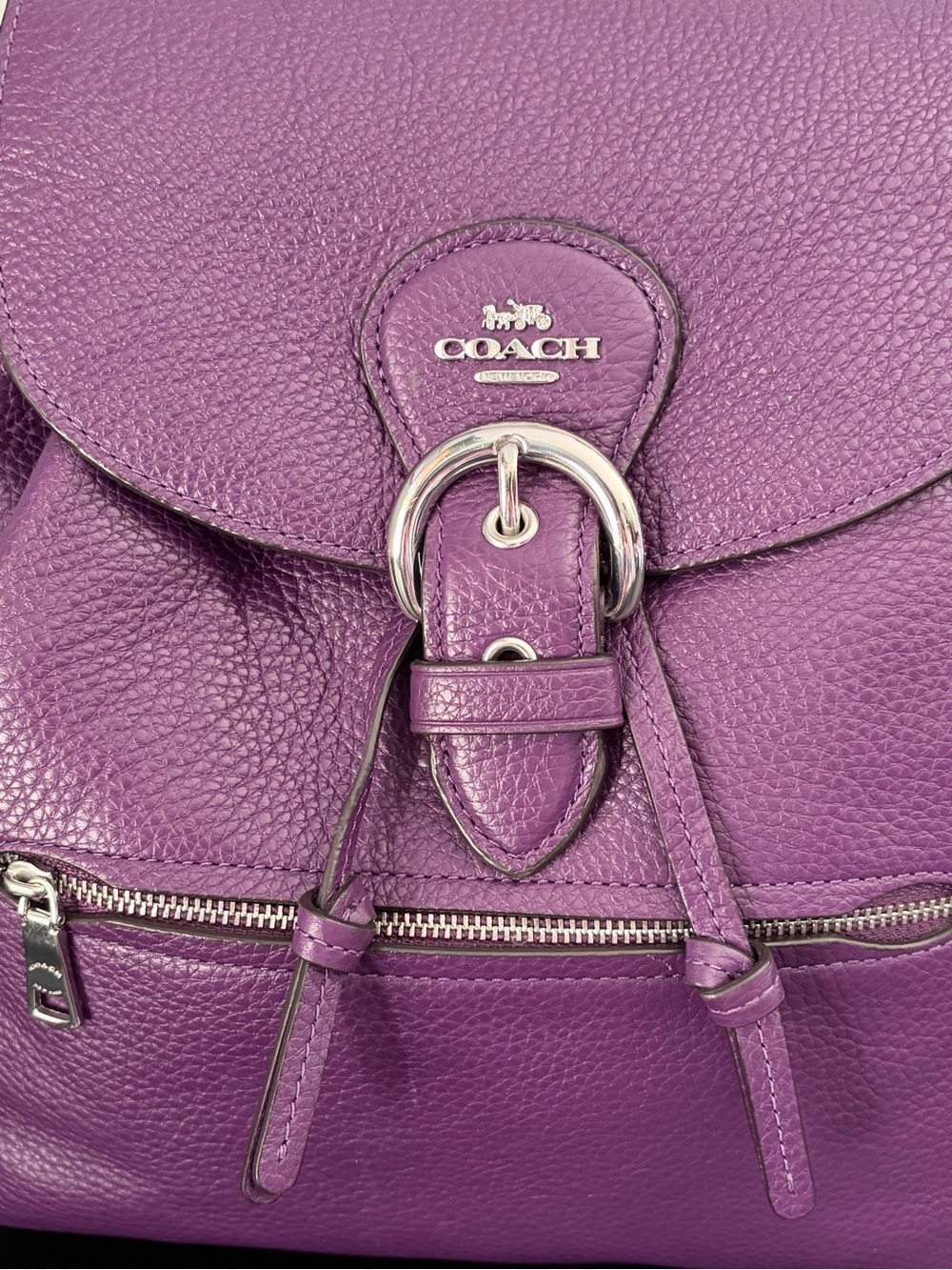COACH Kleo Backpack Purple Pebble Leather/ Silver Hardware/ Adj Straps ~ C5648 - Picture 3 of 14